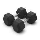 THE ESSENTIALS Black Rubber Hex. Dumbbell, different weights, 1pcs