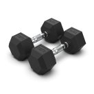 THE ESSENTIALS Black Rubber Hex. Dumbbell, different weights, 1pcs