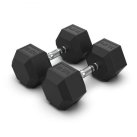 THE ESSENTIALS Black Rubber Hex. Dumbbell, different weights, 1pcs