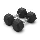 THE ESSENTIALS Black Rubber Hex. Dumbbell, different weights, 1pcs