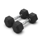 THE ESSENTIALS Black Rubber Hex. Dumbbell, different weights, 1pcs