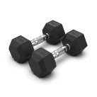 THE ESSENTIALS Black Rubber Hex. Dumbbell, different weights, 1pcs