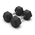 THE ESSENTIALS Black Rubber Hex. Dumbbell, different weights, 1pcs